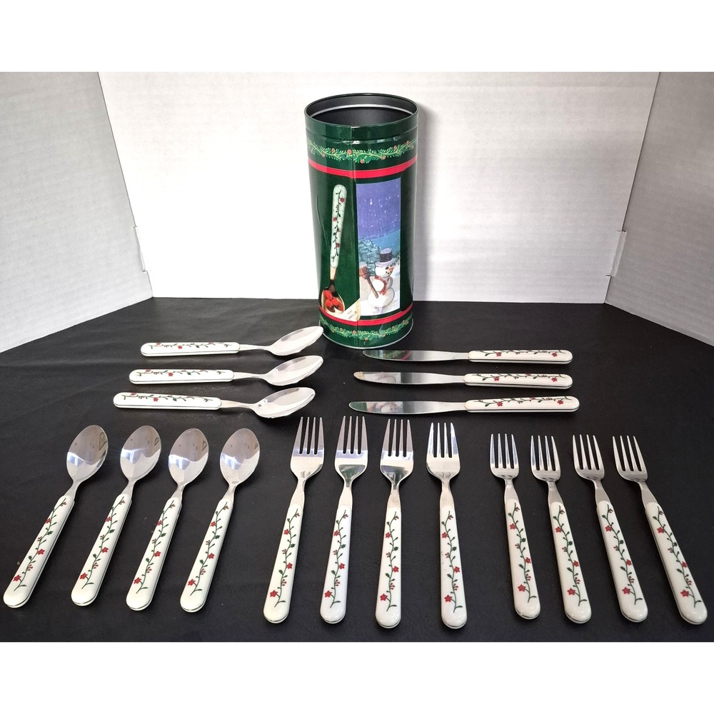 Stanley Roberts Holly Berry Flatware Silverware Cutlery 18 Pcs Stainless Floral